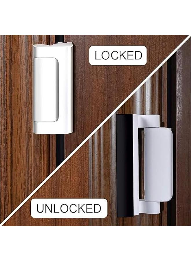 Home Security Door LockChildproof Door Reinforcement Lock8 Screws to Prevent Unauthorized EntryExtra Security Door Locks for Home Security and Privacy (White) - Image 2
