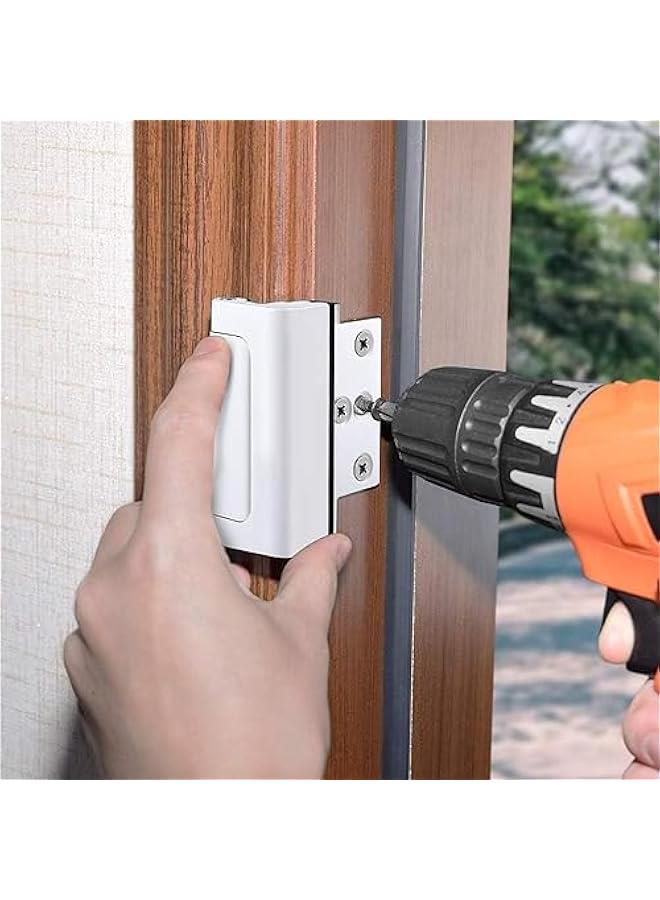 Home Security Door LockChildproof Door Reinforcement Lock8 Screws to Prevent Unauthorized EntryExtra Security Door Locks for Home Security and Privacy (White) - Image 3