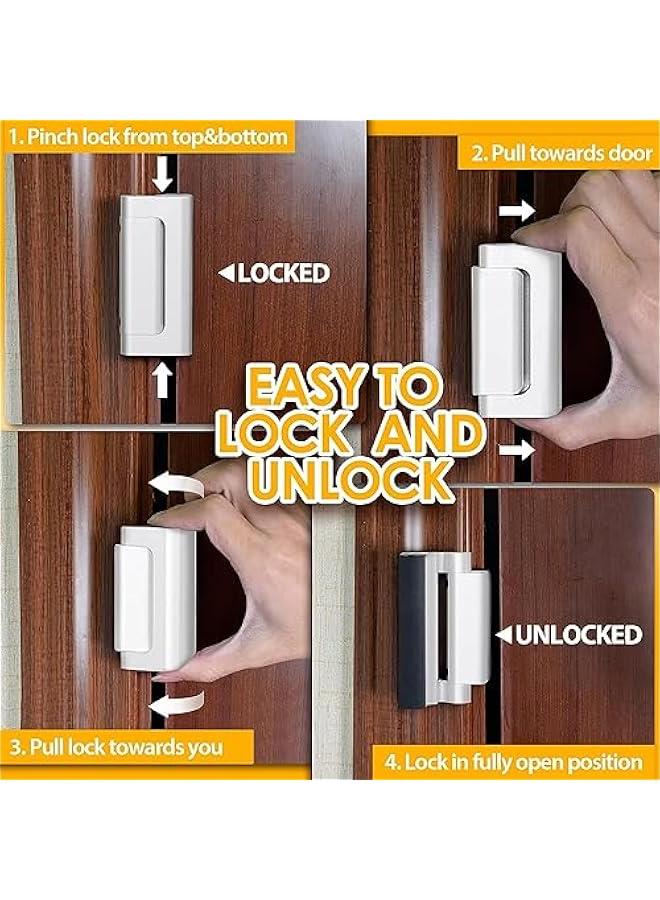 Home Security Door LockChildproof Door Reinforcement Lock8 Screws to Prevent Unauthorized EntryExtra Security Door Locks for Home Security and Privacy (White) - Image 5