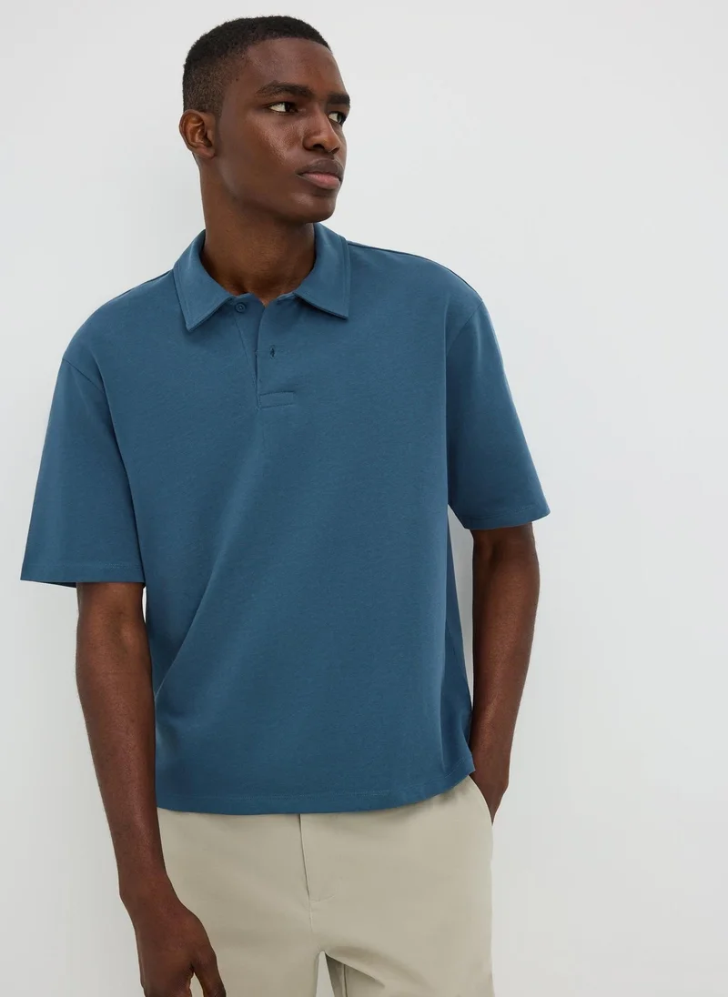 Matalan Blue Heavyweight Polo Shirt