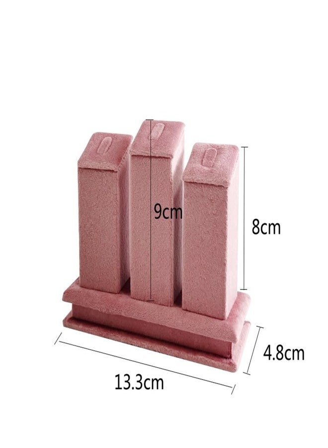 SCIKHEFT Jewelry Rack Display All Pink Velvet Cloth Window Necklace Ring Jewelry Display Props High-End Display Props (3 digit ring holder) - Image 5