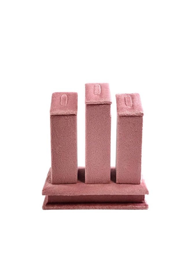 SCIKHEFT Jewelry Rack Display All Pink Velvet Cloth Window Necklace Ring Jewelry Display Props High-End Display Props (3 digit ring holder) - Image 1