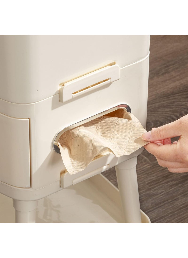 PROSFIA PROSFIA Bathroom Trash Can with Lid 8 Gallon Garbage Bin with Push ButtonTissue HoldersDrawerStorage Rack Tall Trash Bin with Push Button Slim Trash Can Waste Basket for Home  - Image 4