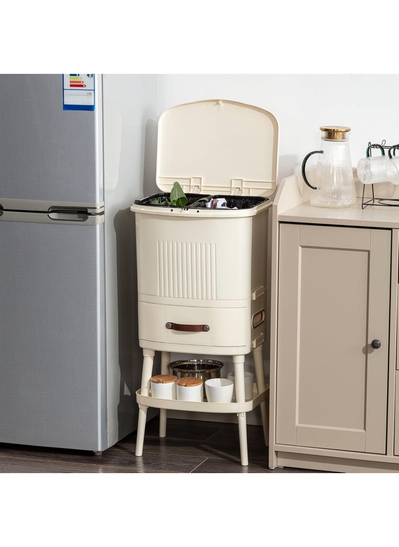 PROSFIA PROSFIA Bathroom Trash Can with Lid 8 Gallon Garbage Bin with Push ButtonTissue HoldersDrawerStorage Rack Tall Trash Bin with Push Button Slim Trash Can Waste Basket for Home  - Image 3