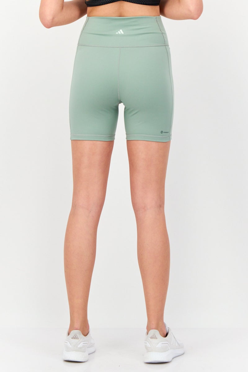 KUYING Women Tight Fit 5 Inch Yoga Shorts, Sage Green - Image 3