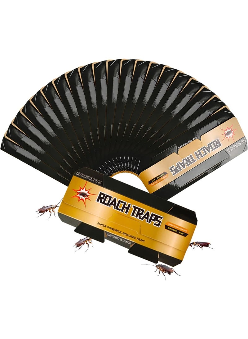 SOLARAE فخ الصراصير، مصائد لاصقة، للصراصير والحشرات، لاصق قوي وطويل الأمد لاصطياد الصراصير، بدون طُعم إضافي، لا حاجة لمطاردة الصرصور بحذائك في اليد (20 عبوة) - Image 1