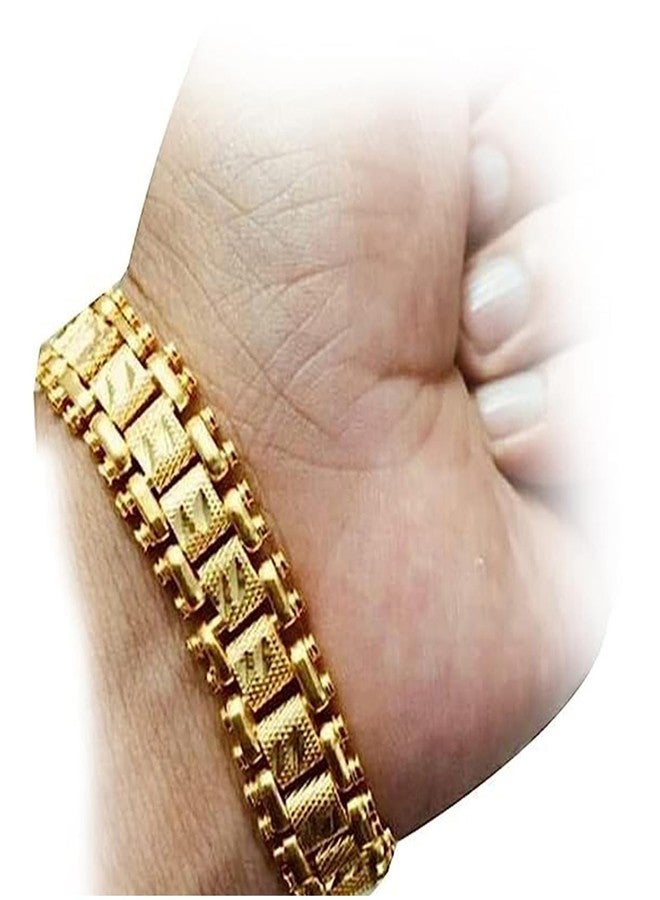 Ervio Gold Plated Brass Bracelet for Men | Stainless Steel Wrist Bracelet with American Diamond | Stylish Jewelry Gift for Boys & Men - Image 3