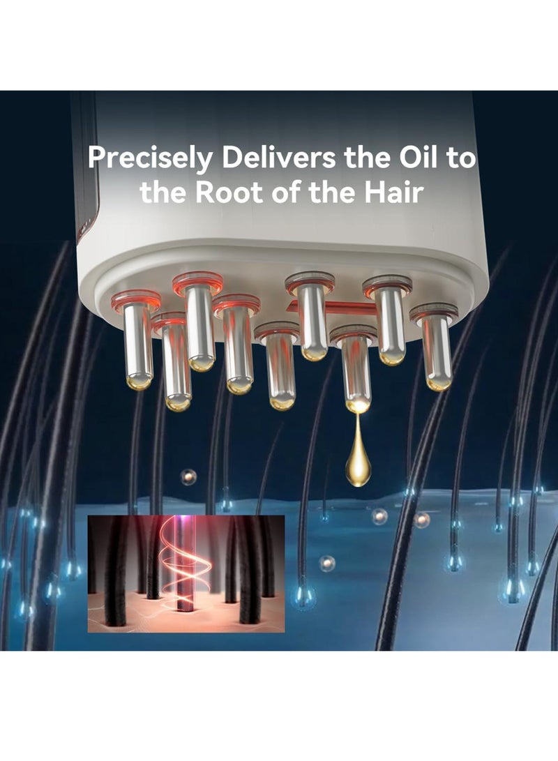 جهاز تدليك فروة الرأس الكهربائي - مُوزع زيت الشعر لعلاج نمو الشعر، موزع زيت الشعر لسيروم الزيت الأساسي لنمو الشعر (بيج) - Image 2