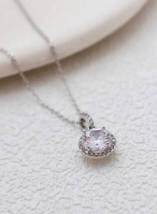 Elegant Solitaire Moissanite Pendant Necklace for Women, 18K White Gold Plated over 925 Sterling Silver, Perfect Gift for Anniversary, Valentine's Day - Image 2