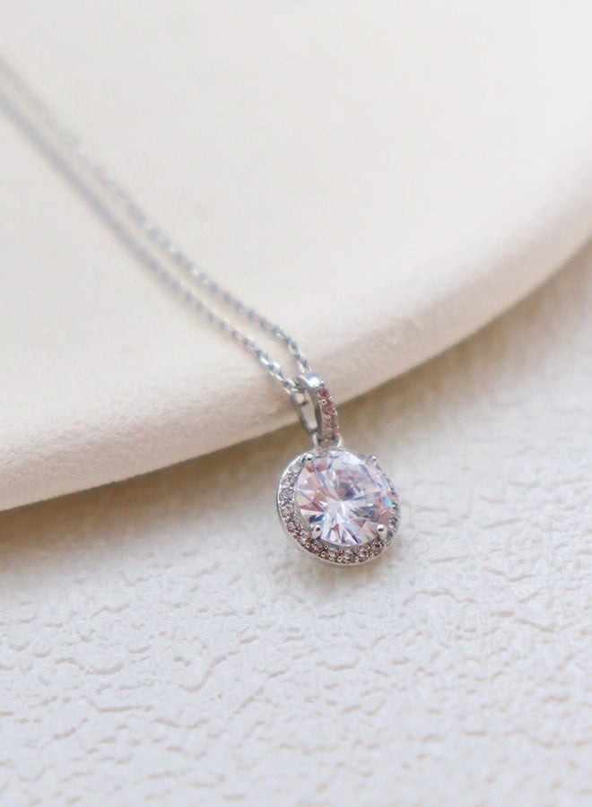 Elegant Solitaire Moissanite Pendant Necklace for Women, 18K White Gold Plated over 925 Sterling Silver, Perfect Gift for Anniversary, Valentine's Day - Image 1