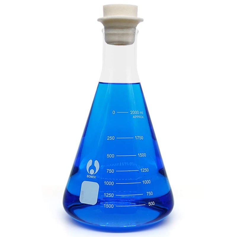 BOMEX Glass Flask Erlenmeyer Flask Set Narrow Mouth 2000ml Graduated Flasks - Image 2