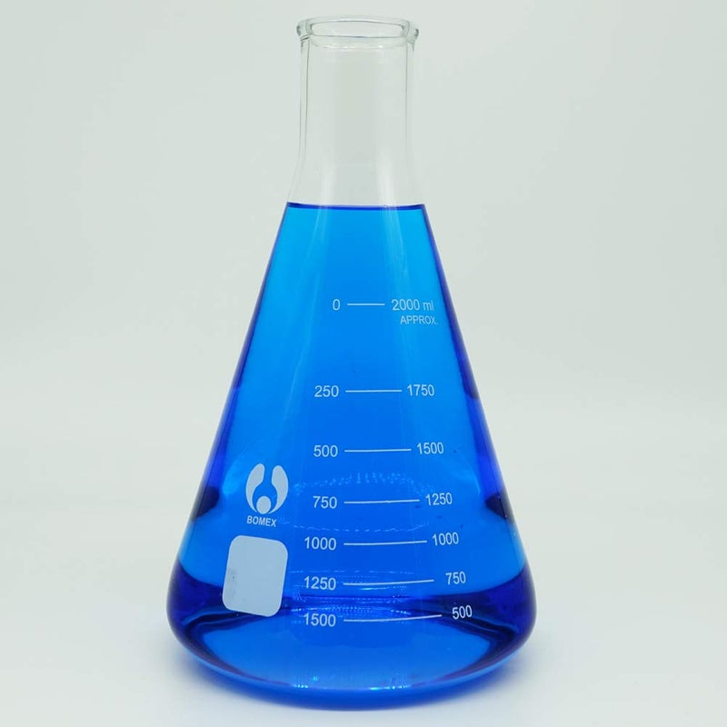 BOMEX Glass Flask Erlenmeyer Flask Set Narrow Mouth 2000ml Graduated Flasks - Image 5