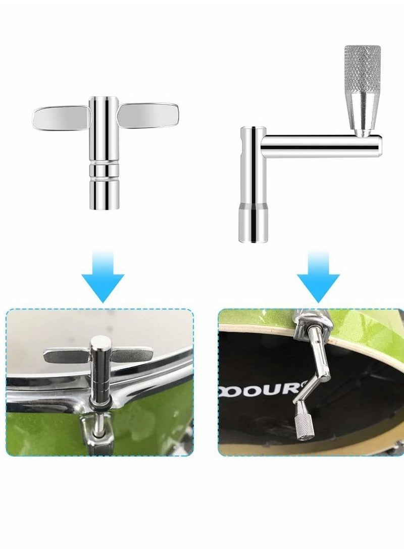 Y&D - Drum Keys, 7 Pcs Universal Key Tuner, Chrome-Plated Steel Tuning Key, T-type Wrench and Z-type Percussion Instruments Parts for Drummers - Image 1