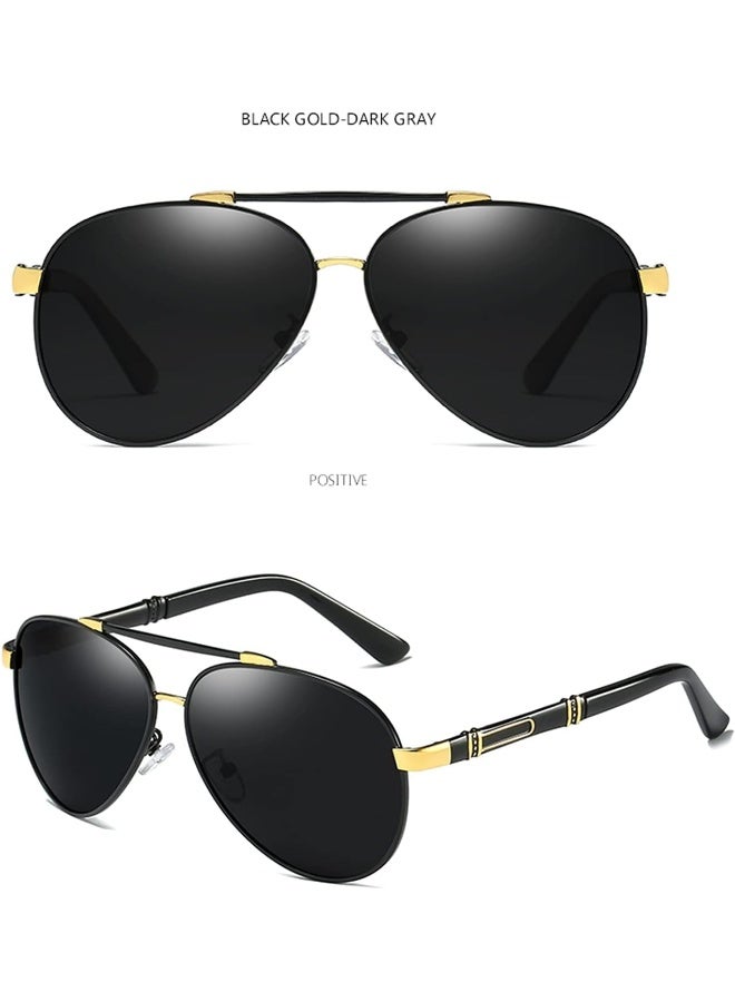 NALANDA NALANDA Men's Fashion Polarized Aviator Sunglasses With UV400 HD Lens Metal Frame, Double Bridges Glasses For Outdoor Travel Driving Daily Use Etc, 100% UV Blocking- 145mm - Image 4