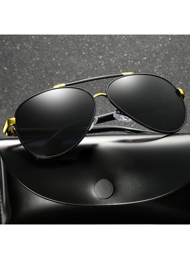 NALANDA NALANDA Men's Fashion Polarized Aviator Sunglasses With UV400 HD Lens Metal Frame, Double Bridges Glasses For Outdoor Travel Driving Daily Use Etc, 100% UV Blocking- 145mm - Image 2