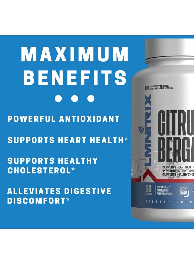LMNITRIX Citrus Bergamot Supplement 1,200mg - Promotes Cholesterol Health & Supports a Healthy Heart - 60 Capsules - Vegan, Gluten-Free & Non-GMO