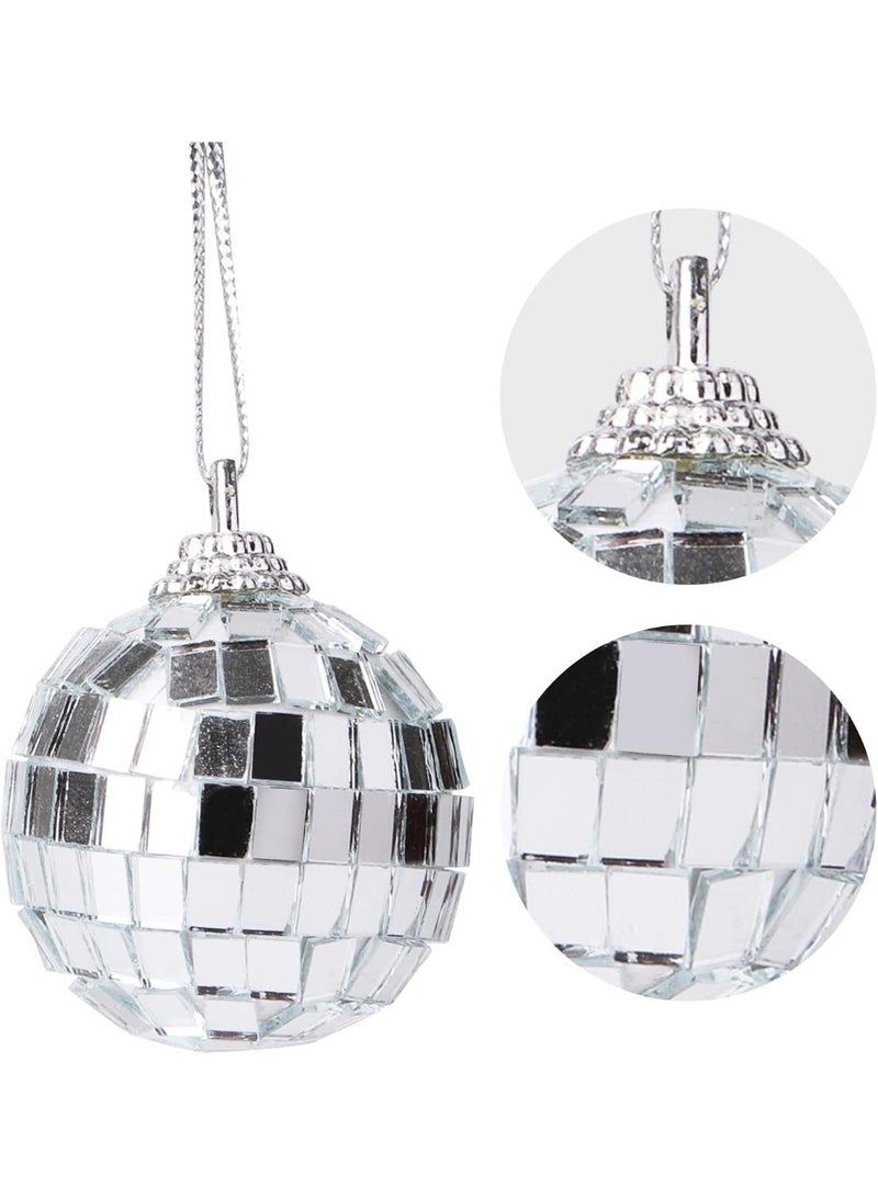 olayks 24 Pcs 1.2 Inch Silver Mini Disco Balls with Hanging Rope, Mirror Reflective Hanging Ornaments for Party, Wedding, Birthday, Christmas, Prom, Stage Decoration - Image 5