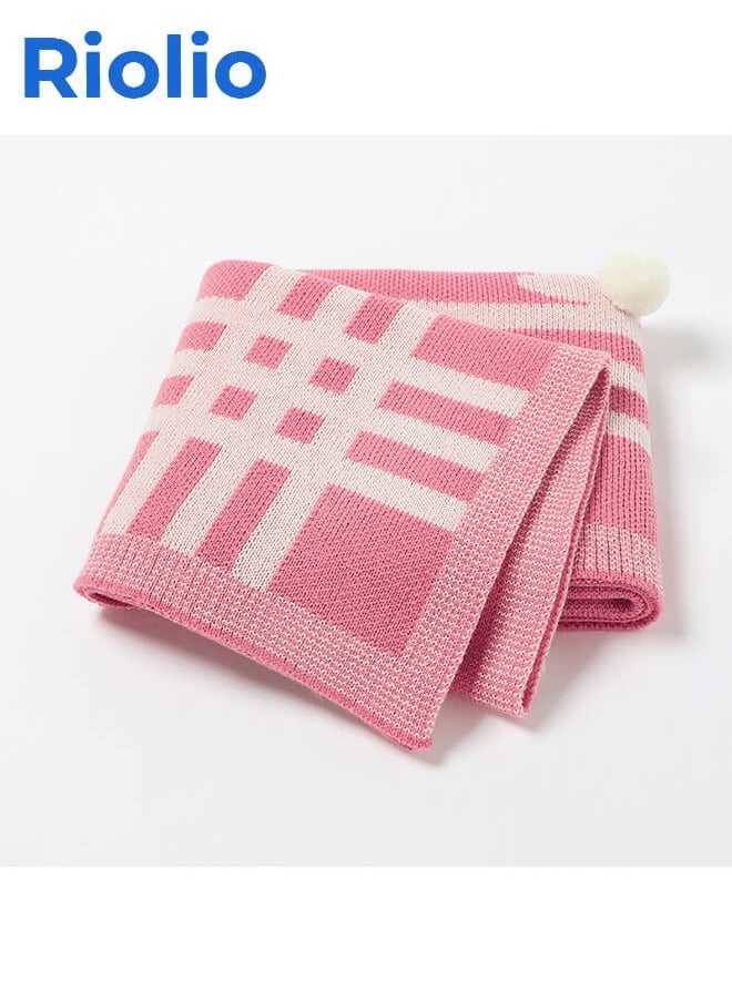 Riolio Newborn 100% Cotton Baby Blanket, Breathable Nursery Blanket for Infants, Toddler Rabbit Knit Stroller Blanket, Suitable for Boys and Girls  - Image 1