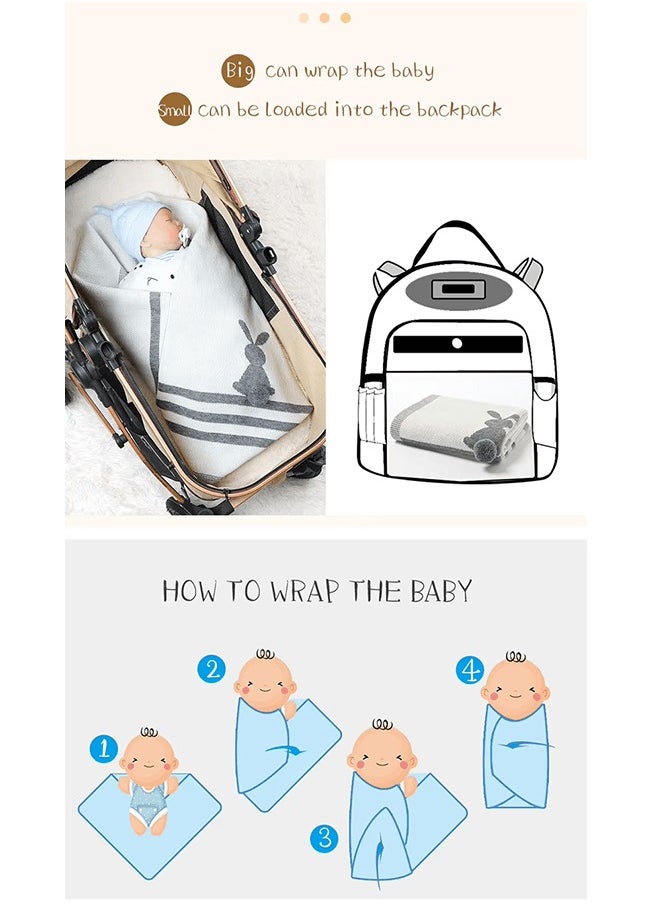 Riolio Newborn 100% Cotton Baby Blanket, Breathable Nursery Blanket for Infants, Toddler Rabbit Knit Stroller Blanket, Suitable for Boys and Girls  - Image 5