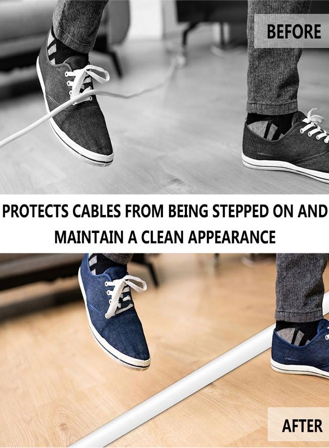 Floor Cord Cover 2M/6.5FT Self Adhesive Cord Hider Floor Cable Management Power Cord Protector Electric Cord Covers for Home, Offices, School, Cable Cavity: 10MM(W) x 6MM(H) White - Image 4