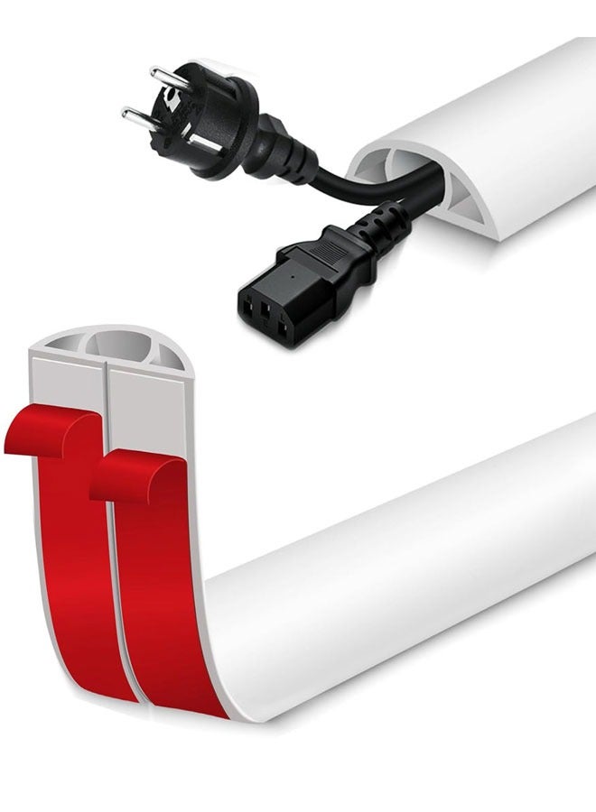 Floor Cord Cover 2M/6.5FT Self Adhesive Cord Hider Floor Cable Management Power Cord Protector Electric Cord Covers for Home, Offices, School, Cable Cavity: 10MM(W) x 6MM(H) White - Image 1