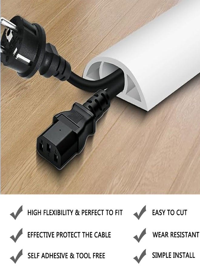 Floor Cord Cover 2M/6.5FT Self Adhesive Cord Hider Floor Cable Management Power Cord Protector Electric Cord Covers for Home, Offices, School, Cable Cavity: 10MM(W) x 6MM(H) White - Image 5