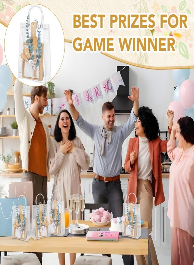 woric 110PCS Baby Shower Prizes for Game Winners 12 Sets Baby Shower Gifts Bamboo Cheese Board Spoon Towel Artificial Eucalyptus Stems Thank You Card Gift Bag for Baby Bridal Shower Wedding Favors - Image 5