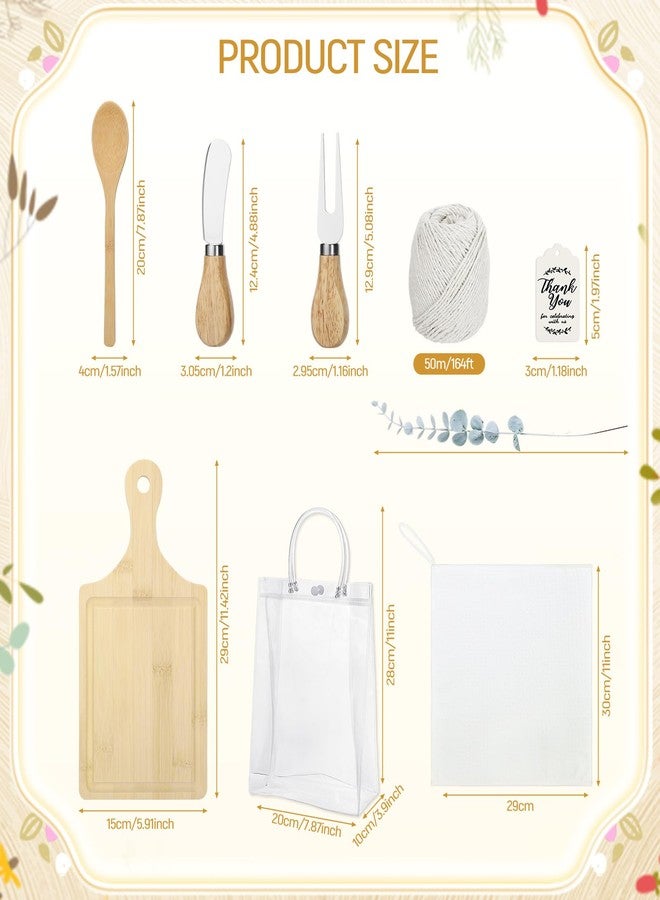 woric 110PCS Baby Shower Prizes for Game Winners 12 Sets Baby Shower Gifts Bamboo Cheese Board Spoon Towel Artificial Eucalyptus Stems Thank You Card Gift Bag for Baby Bridal Shower Wedding Favors - Image 2