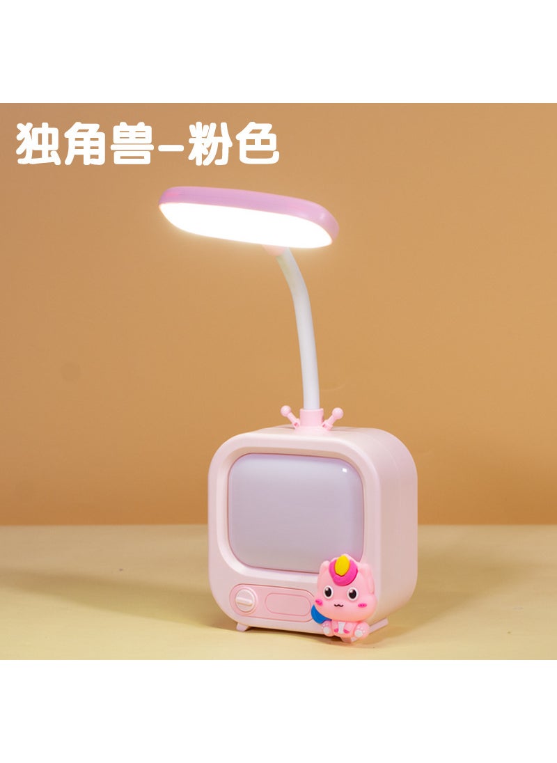 Generic - New Usb Charging Cartoon Doll Desk Lamp Student Eye Protection Reading Light Dormitory Bedroom Small Night Light Plastic Body Unicorn pink-CS322E table lamp - Image 1