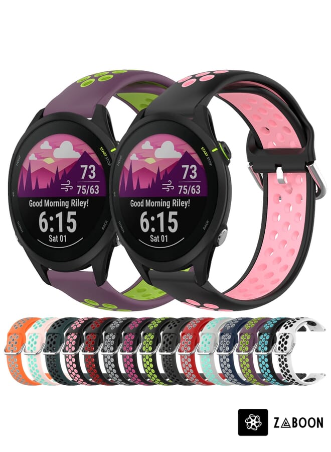 Zaboon Garmin erunner 255 22mm Perated Breathable Sports Silicone Watch Band - Image 3