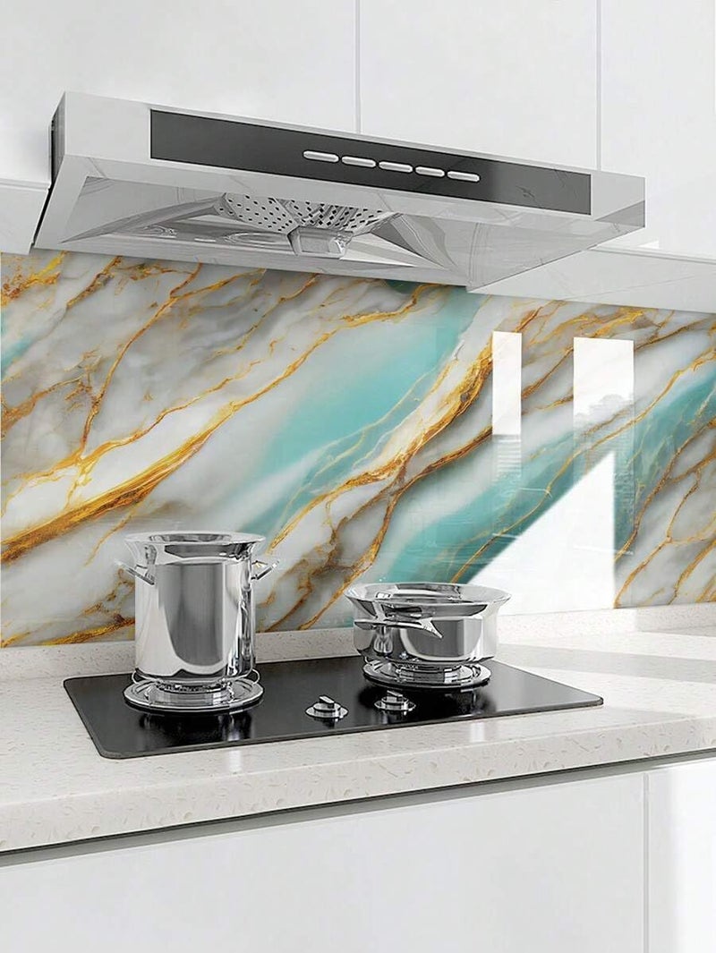 Jig-Tik 60cm x 200cm Kitchen Wallpaper | Oil-Proof & Waterproof Self-Adhesive Wall Sticker | Heat-Resistant Aluminium Backsplash Roll | Anti-Mold Kitchen Wall Covering (Pack of 2) - Image 2
