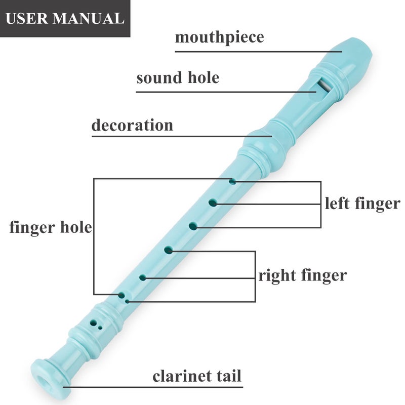 Jasenna Recorder Instrument for Beginner Adults,8-Hole Soprano Descant Recorder Music Flute with with Cleaning Rod & Leather Case For Home Entertainment(2-Blue Green Splash-inkï¼‰ - Image 5