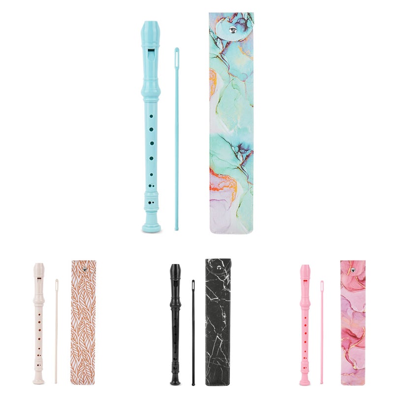 Jasenna Recorder Instrument for Beginner Adults,8-Hole Soprano Descant Recorder Music Flute with with Cleaning Rod & Leather Case For Home Entertainment(2-Blue Green Splash-inkï¼‰ - Image 2