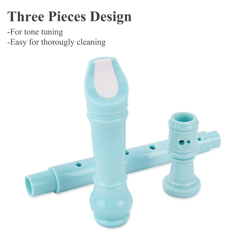 Jasenna Recorder Instrument for Beginner Adults,8-Hole Soprano Descant Recorder Music Flute with with Cleaning Rod & Leather Case For Home Entertainment(2-Blue Green Splash-inkï¼‰ - Image 4
