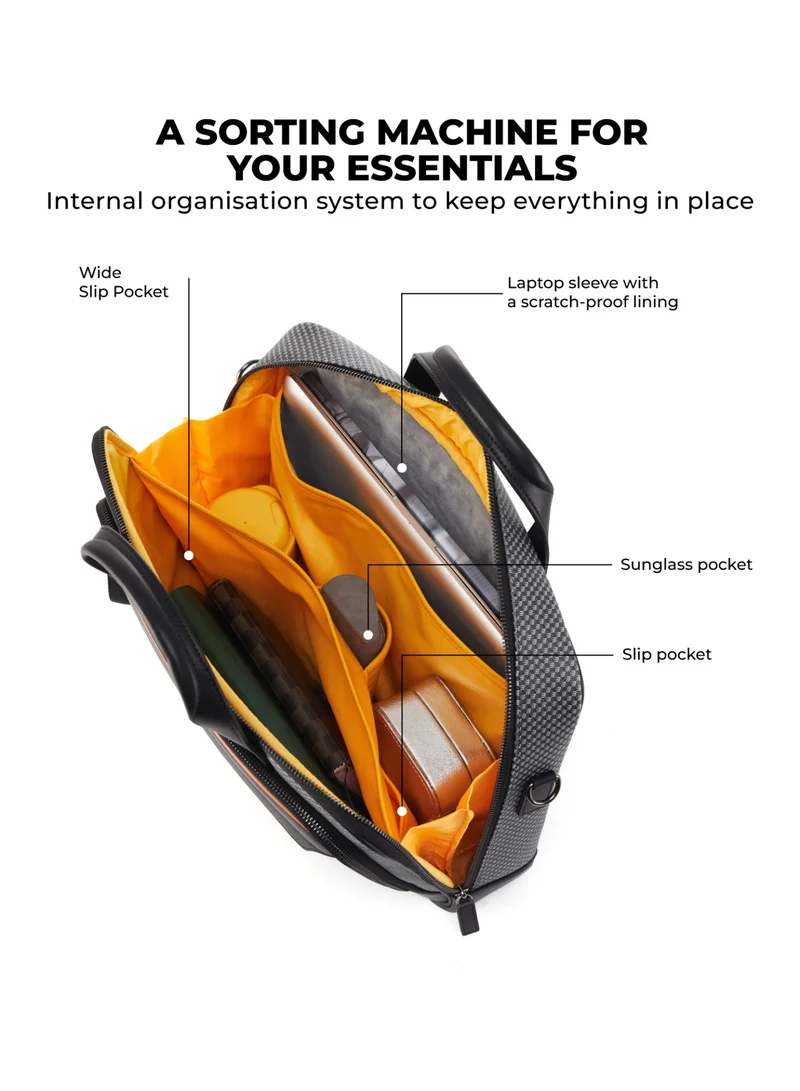 Mokobara The Bass Briefcase - PVC And Vegan Leather | Black Sesame, Black