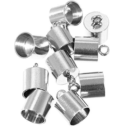 Craft County 10 Pieces 12mmX7mm and 13mmX8mm, Stainless Steel Silver Smooth Cord End Caps Finding DIY Supplies (13mm X 8mm) - Image 1