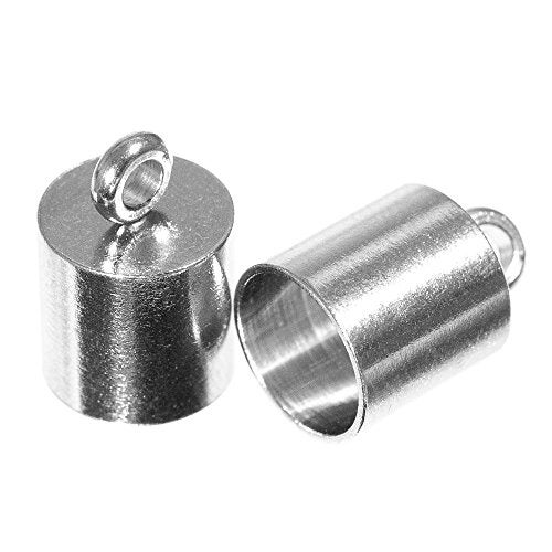 Craft County 10 Pieces 12mmX7mm and 13mmX8mm, Stainless Steel Silver Smooth Cord End Caps Finding DIY Supplies (13mm X 8mm) - Image 3