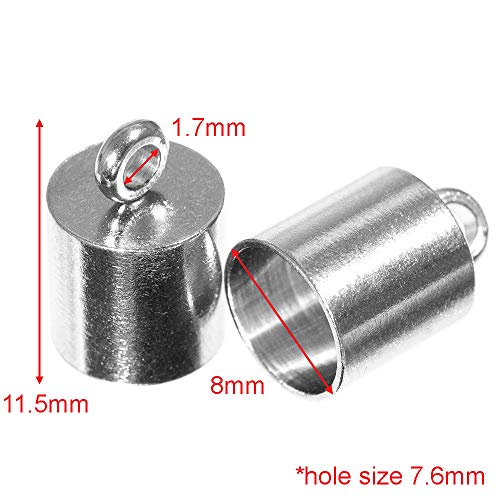 Craft County 10 Pieces 12mmX7mm and 13mmX8mm, Stainless Steel Silver Smooth Cord End Caps Finding DIY Supplies (13mm X 8mm) - Image 2