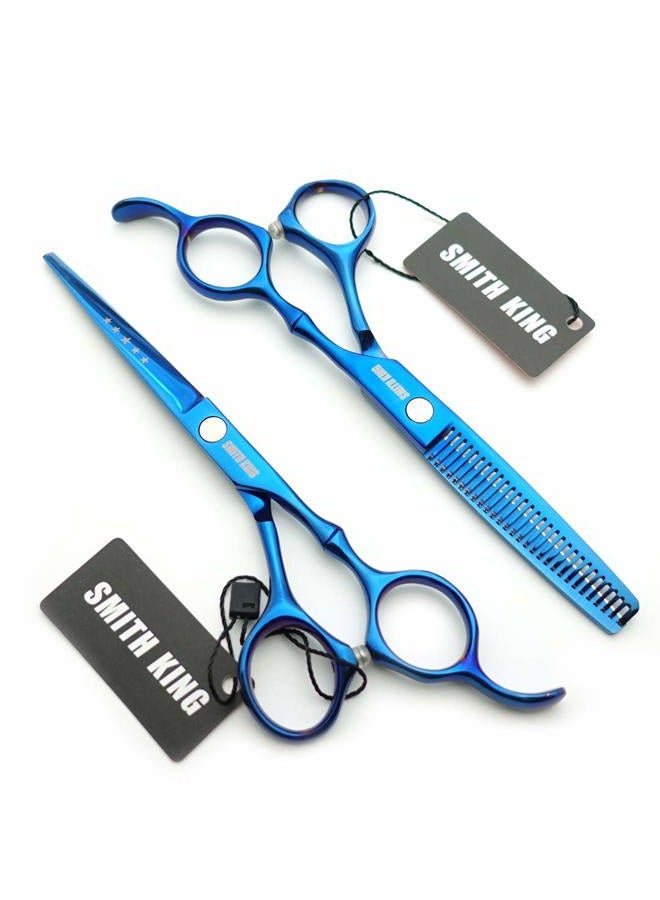 Smithking 6.0 Inches Hair Cutting Scissors Set with Combs Lether Scissors Case,Hair cutting shears Hair Thinning shears For Personal and Professional (Blue) - Image 4