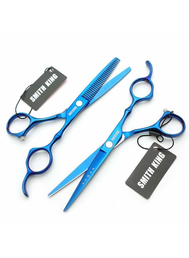 Smithking 6.0 Inches Hair Cutting Scissors Set with Combs Lether Scissors Case,Hair cutting shears Hair Thinning shears For Personal and Professional (Blue) - Image 3