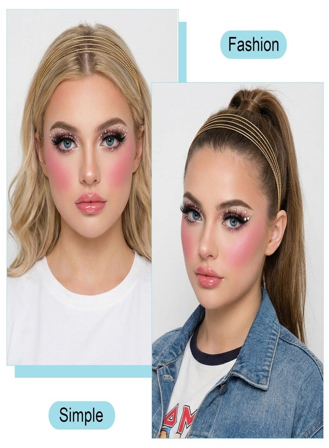 Shimmeroo Multi Layers Metal Headbands for Women,2Packs Thin Headband Gold Headband for Women Elegant Hairbands Hair Accessories - Image 4