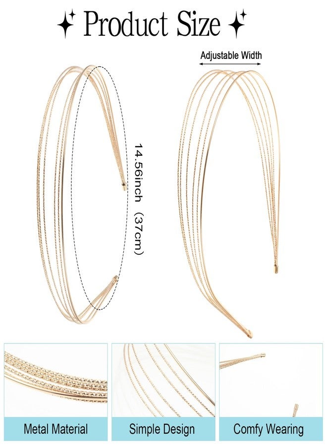 Shimmeroo Multi Layers Metal Headbands for Women,2Packs Thin Headband Gold Headband for Women Elegant Hairbands Hair Accessories - Image 2