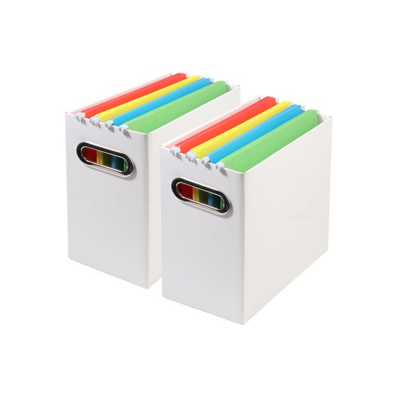 Tcbelosion Collapsible File Organizer Box with Handle1220x511x984Inches Filing Organizer for Home or Office Small Portable File Box2 Packs White - Image 2