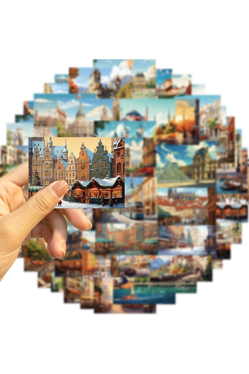 قوس قزح أورينبو مجموعة ملصقات مباني أوروبية للمراهقين للسفر حول العالم، زجاجات مياه، كمبيوتر محمول، لوح تزلج، أكواب، دراجات، سجل قصاصات، للبالغين، بنات وأولاد - Image 4