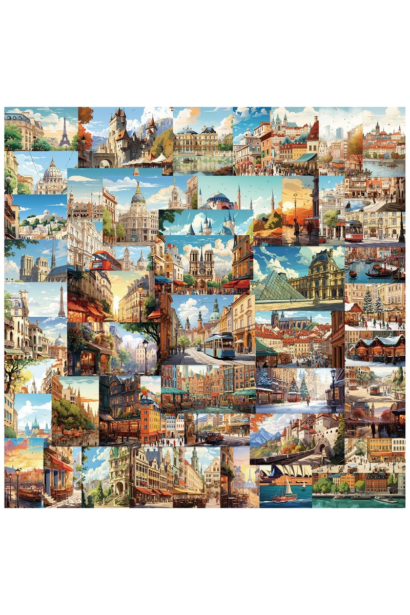 قوس قزح أورينبو مجموعة ملصقات مباني أوروبية للمراهقين للسفر حول العالم، زجاجات مياه، كمبيوتر محمول، لوح تزلج، أكواب، دراجات، سجل قصاصات، للبالغين، بنات وأولاد - Image 1