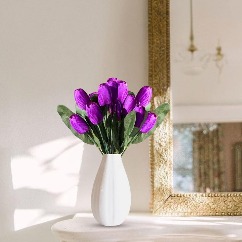 Satyam Kraft SATYAM KRAFT 1 Bunch Artificial Tulip Lily Flower Sticks for Home Decor, Bedroom, Office, Living Room, Table Decor, Wedding, Anniversary Decoration (Without Vase Pot) (Purple)  - Image 3