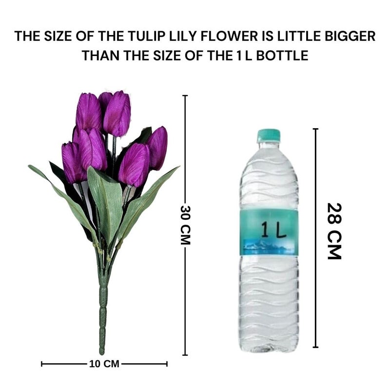 Satyam Kraft SATYAM KRAFT 1 Bunch Artificial Tulip Lily Flower Sticks for Home Decor, Bedroom, Office, Living Room, Table Decor, Wedding, Anniversary Decoration (Without Vase Pot) (Purple)  - Image 2