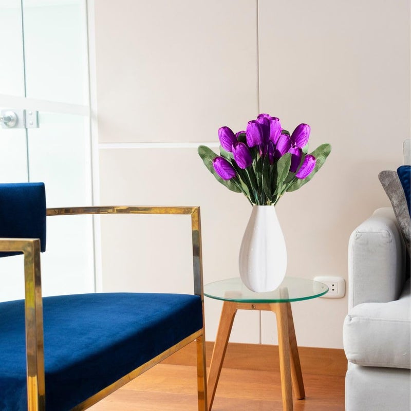 Satyam Kraft SATYAM KRAFT 1 Bunch Artificial Tulip Lily Flower Sticks for Home Decor, Bedroom, Office, Living Room, Table Decor, Wedding, Anniversary Decoration (Without Vase Pot) (Purple)  - Image 4