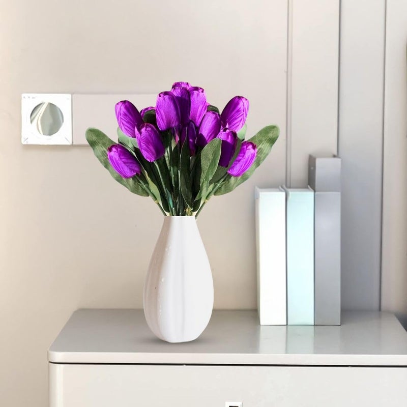 Satyam Kraft SATYAM KRAFT 1 Bunch Artificial Tulip Lily Flower Sticks for Home Decor, Bedroom, Office, Living Room, Table Decor, Wedding, Anniversary Decoration (Without Vase Pot) (Purple)  - Image 5