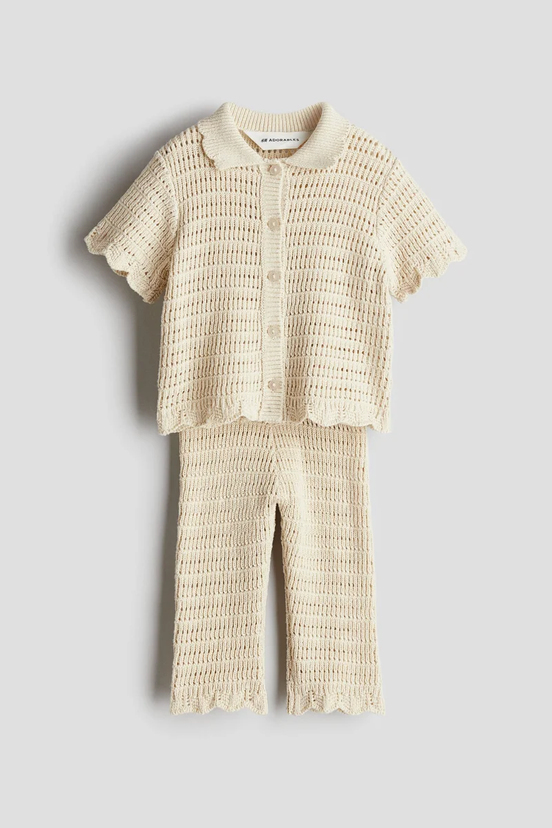 H&M 2-piece pointelle-knit cotton set